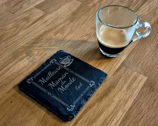 Set De 4 sous-Verre en Ardoise avec Photo Personnalisable