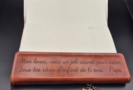 Carnet de note A5 Personnalisé en Cuir Véritable – Cahier de 185 Pages