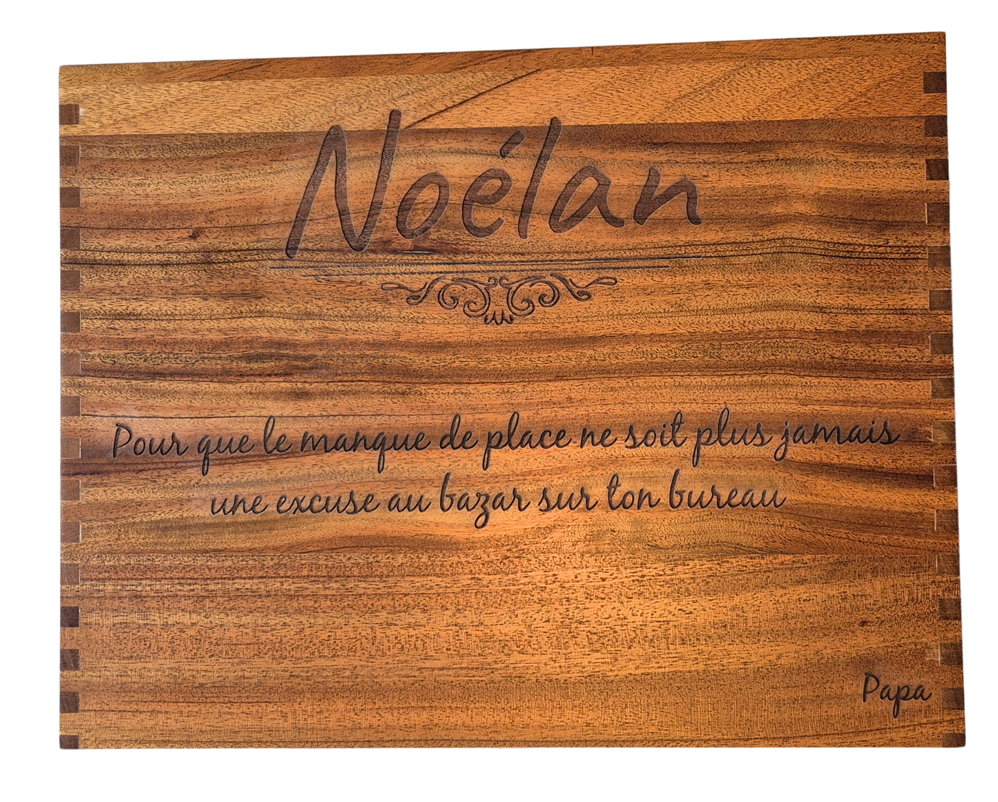 Organiseur de bureau personnalisable avec gravure laser – Coffret organisateur de bureau 2 tiroirs – Cadeau original maître, maîtresse, collègues, parents ou entreprise – 35x27x11 cm