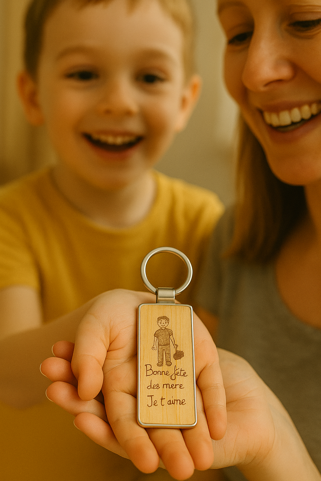 Porte-clés personnalisé avec dessin & mot de votre enfant