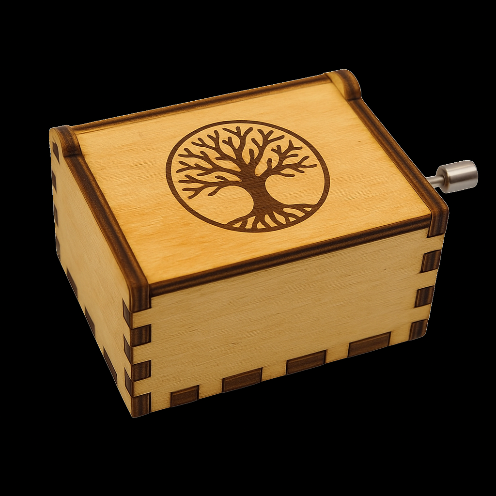Boîte à Musique Personnalisée en Bois – Gravure Laser sur le Couvercle & Message Intérieur – 4 Designs au Choix (Cœur, Arbre de Vie, Lune, Mains) – Cadeau Naissance, Enfant, Anniversaire