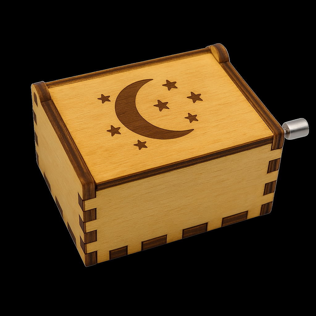 Boîte à Musique Personnalisée en Bois – Gravure Laser sur le Couvercle & Message Intérieur – 4 Designs au Choix (Cœur, Arbre de Vie, Lune, Mains) – Cadeau Naissance, Enfant, Anniversaire