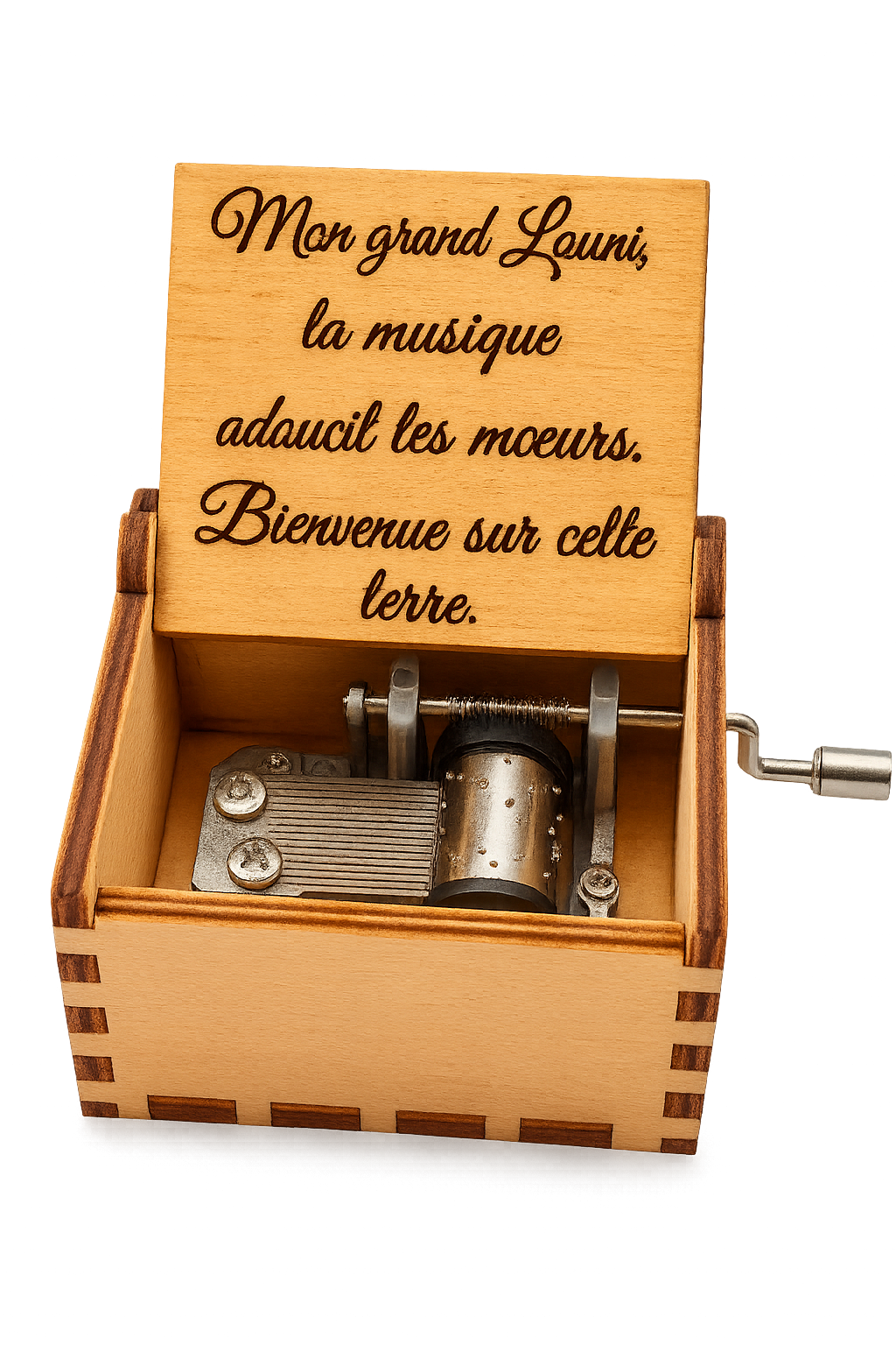 Boîte à Musique Personnalisée en Bois – Gravure Laser sur le Couvercle & Message Intérieur – 4 Designs au Choix (Cœur, Arbre de Vie, Lune, Mains) – Cadeau Naissance, Enfant, Anniversaire