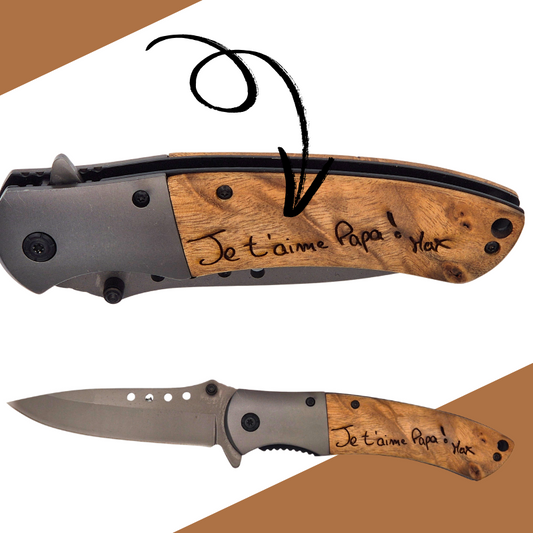 Couteau personnalisé avec votre écriture manuscrite - Couteau de survie et camping
