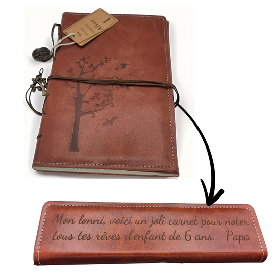 Carnet de note A5 Personnalisé en Cuir Véritable – Cahier de 185 Pages