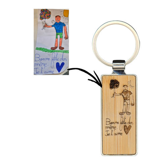 Porte-clés personnalisé avec dessin & mot de votre enfant